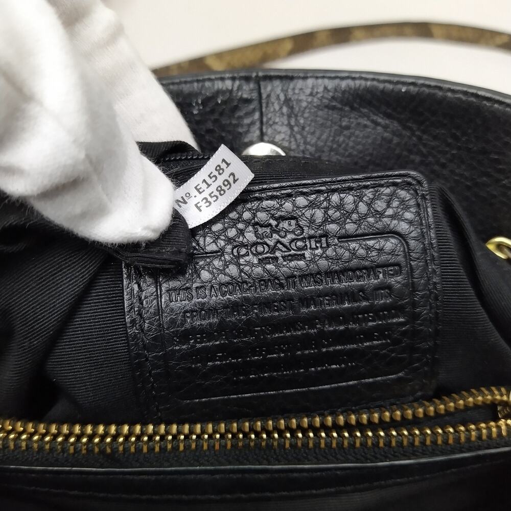 Coach Minetta Black Pebbled Leather Snakeskin Detail Satchel Crossbody Bag - Picture 12 of 16